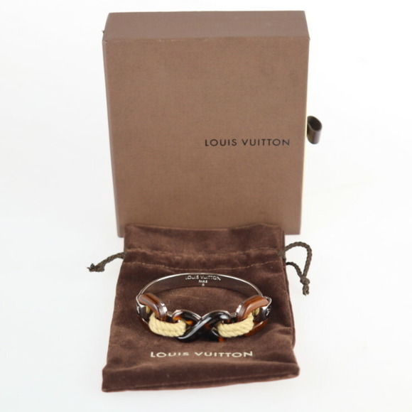 LOUIS VUITTON Bracelet Metal Wood Plastic Silver Brown Series Rope Motif - Picture 8 of 8